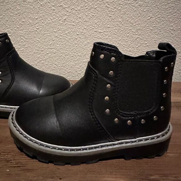 NWOT Wonder Nation Rocker Style Black Girl Booties Size 8 - Picture 2 of 6